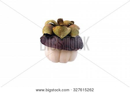 Half Cut Mangosteen Isolated On White Background