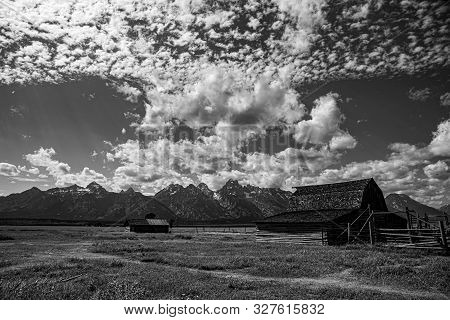 Mormon House And Barn At The Grand Teton National Park In Wyoming (usa)