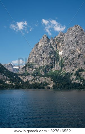 Glacier Between Peaks Of The Grand Tetons