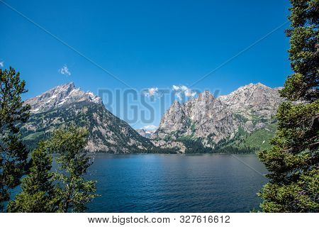 Glacier Between Peaks Of The Grand Tetons