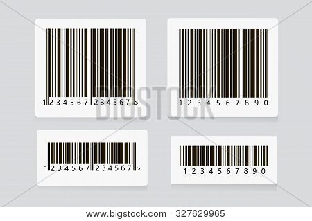 Barcode Sticker Set Vector.  Universal Product Scan Code. Upc Bar Code Scan Symbol. Realistic Barcod