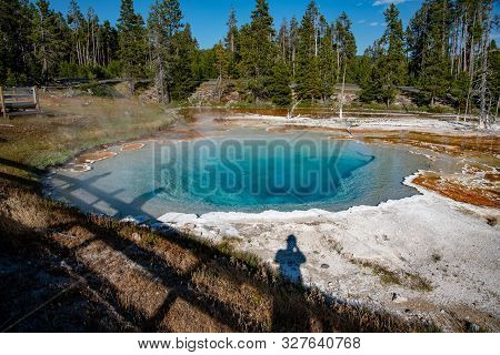 Silex Hot Spring In Yellowstone Of Vivid Colors Caused By Thermophilic Bacteria