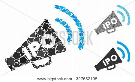 Ipo News Megaphone Composition Of Tremulant Items In Variable Sizes And Color Tones, Based On Ipo Ne
