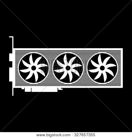 Video Card Icon On Black Background. Vector Illustration.