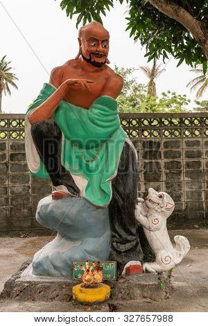 Bang Saen, Thailand - March 16, 2019: Wang Saensuk Buddhist Monastery. Colorful Statue Of Pra Puang 
