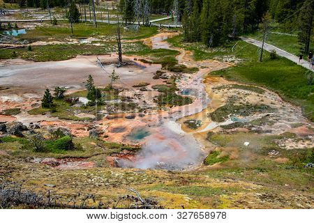 Artists Painpots Geothermal Area In Yellowstone National Park