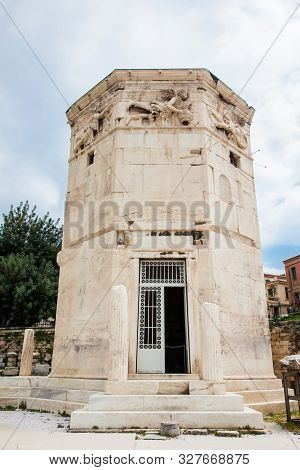 Tower Of The Winds Or The Horologion Of Andronikos Kyrrhestes An Octagonal Pentelic Marble Clocktowe