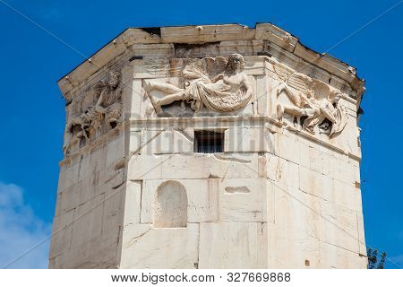 Tower Of The Winds Or The Horologion Of Andronikos Kyrrhestes An Octagonal Pentelic Marble Clocktowe