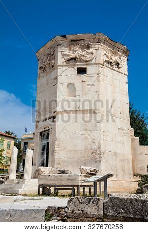 Tower Of The Winds Or The Horologion Of Andronikos Kyrrhestes An Octagonal Pentelic Marble Clocktowe