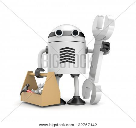 Robot with cardboard box