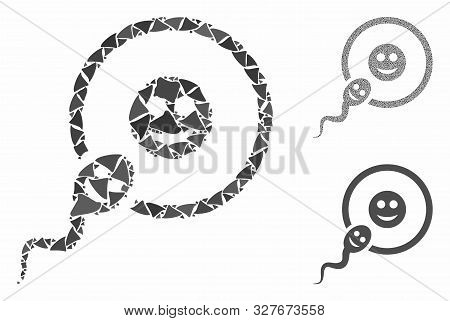 Happy Sperm Insemination Mosaic Of Rough Items In Different Sizes And Color Hues, Based On Happy Spe