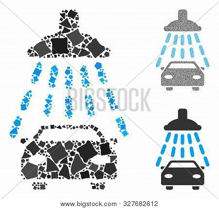 Car Shower Composition Of Ragged Pieces In Various Sizes And Color Hues, Based On Car Shower Icon. V