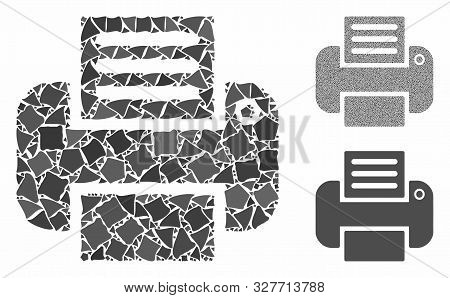 Printer Composition Of Bumpy Items In Different Sizes And Color Tinges, Based On Printer Icon. Vecto