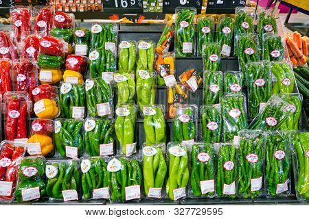 SHENZHEN, CHINA - CIRCA APRIL, 2019: food on display at JUSCO store in Shenzhen.