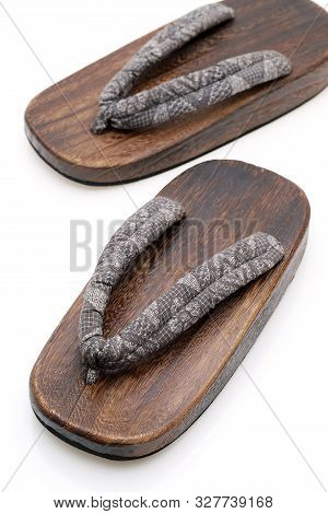 Traditional Japanese Sandals Zori Isolated On White Background