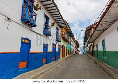 colorful streets of Salamina Caldas in Colombia South America