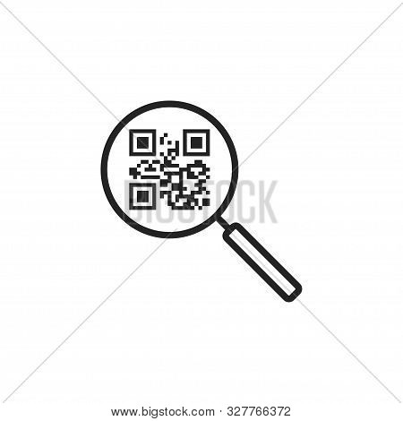 Qr Code, Magnifying Icon. Vector Illustration, Flat Design.