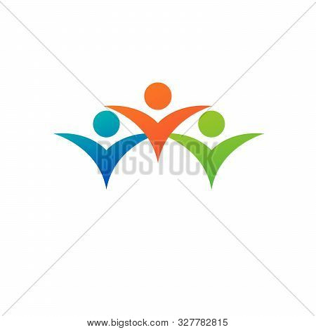 Family Concept, Creative Three People Logo Design. Creative Abstract Shapes Vector Logo. Stock Vecto