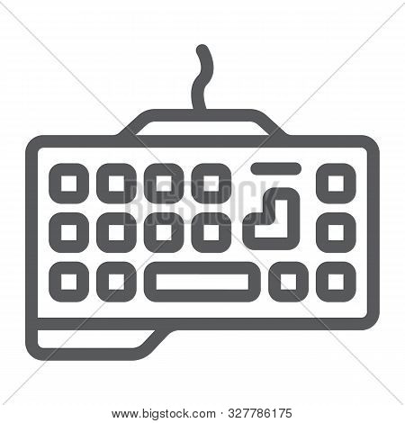 Gaming Keyboard Line Icon, Technology And Device, Keypad Sign, Vector Graphics, A Linear Pattern On 