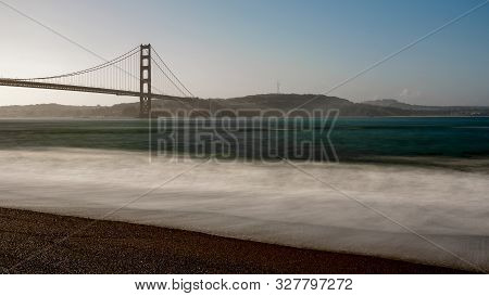 Golden Gate Bridge From Kirby Cove Beach In The Morning, San Francisco, California, Usa