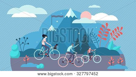 Daily Life Bike Ride Vector Illustration. Flat Tiny Everyday Transport Persons Concept. Active Lifes