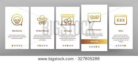 Darknet Onboarding Mobile App Page Screen Vector Thin Line. Password And Key Protection Dark Deep In