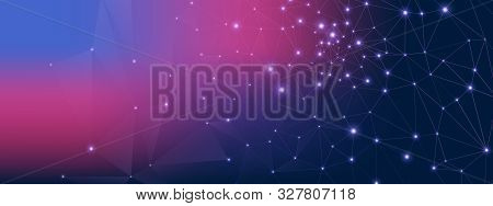 Blue Technology Visualization. Big Data Stream. Purple Particle Contemporary. High Wireless Pattern.