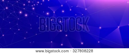 Technology Finance. Big Data Background. Blue Triangular Wallpaper. Purple Geometric Abstract. Techn