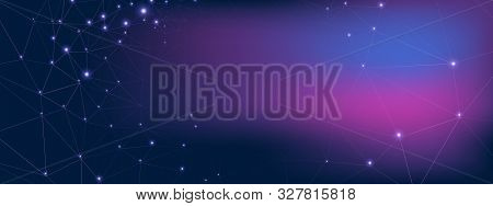 High Technology Architecture. Vector Big Data. Purple Particle Connection. Dark Wormhole Poster. Tec