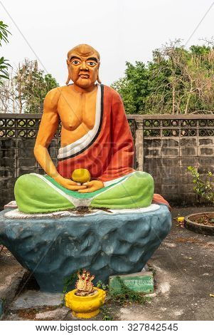 Bang Saen, Thailand - March 16, 2019: Wang Saensuk Buddhist Monastery. Colorful Statue Of Pra Nab Ku