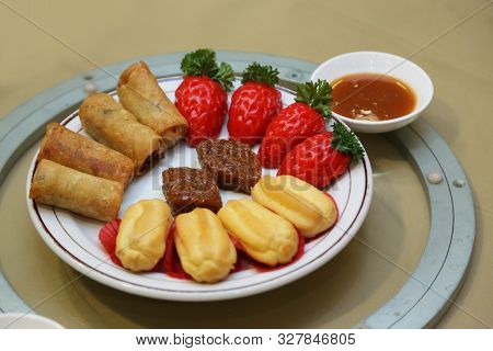 Cake Kue Tok, Lumpia, Soes, Diamond Cake Is Traditional Exotic Food From Indonesia Java