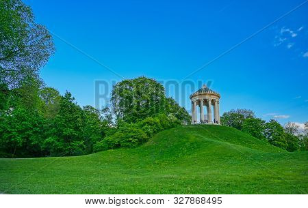 The Monopteros In The Englischer Garten In Munich, Bavaria, Germany.