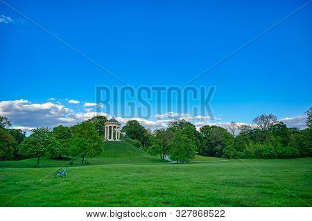 The Monopteros In The Englischer Garten In Munich, Bavaria, Germany.