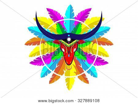 Carnaval De Barranquilla, Colombian Carnival Party. Vector Illustration, Poster And Flyer. Logo Cart