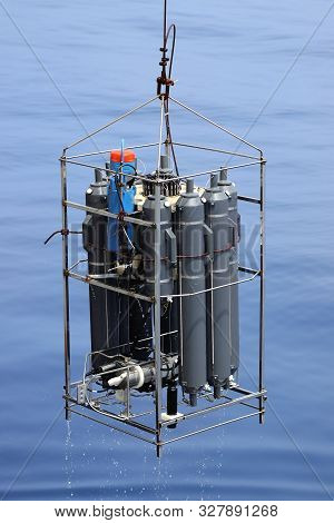 Ctd Rosette Sampler With Bathometers And Other Science Equipment For Measurement Of Underwater Envir