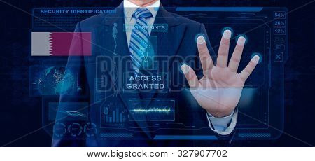 Finger Print Biometric Scanning Identification System. Businessman Scan Fingerprint Biometric Identi
