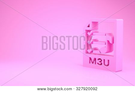 Pink M3u File Document. Download M3u Button Icon Isolated On Pink Background. M3u File Symbol. Minim