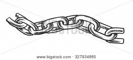 Iron Chain Protective Accessory Monochrome Vector. Separate Classic Chain For Bind And Safe. Linked 