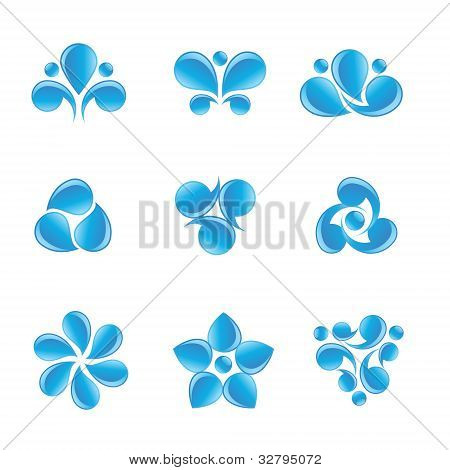 Příroda modrou vodu ikony