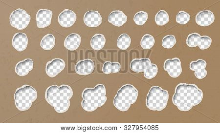 Bullet Holes In A Cardboard Background Made With A Shotgun Ammo.