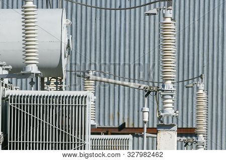 Electric Power Station Transformer High-voltage Equipment Strategic Object Power Unit. Power Station