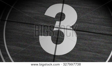 Cinima Leader Vintage Countdown 10 - 1, Old Tv Noise Detailed Lines, Animation 3d Rendering