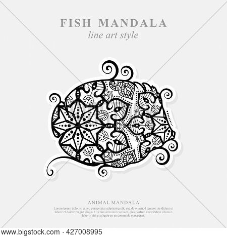 Fish Mandala. Vintage Decorative Elements. Oriental Pattern, Vector Illustration.