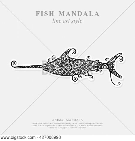Fish Mandala. Vintage Decorative Elements. Oriental Pattern, Vector Illustration.