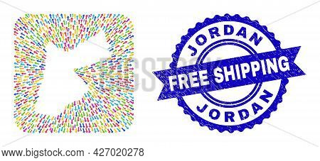 Vector Collage Jordan Map Of Moving Arrows And Rubber Free Shipping Seal Stamp. Mosaic Jordan Map Cr