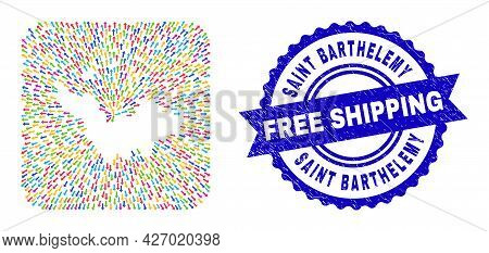 Vector Collage Saint Barthelemy Map Of Pointer Arrows And Rubber Free Shipping Seal. Collage Saint B