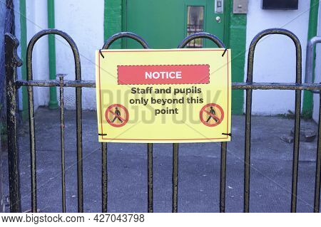 Social Distancing Sign At School Playground Road Crossing