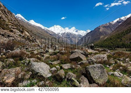 View from Chitkul Village in Sangla Valley, Himachal Pradesh, India