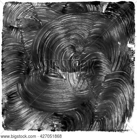 Black and white square. Abstract color acrylic and watercolor painting. Monoprint template. Canvas vintage grunge texture background. 