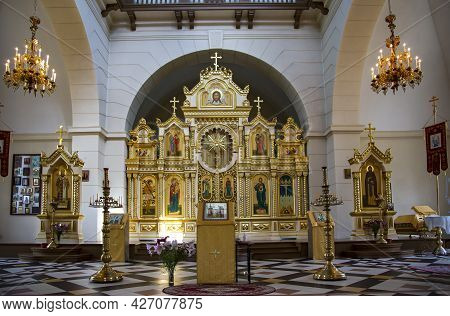 Latvia, Aluksne, July, 2020 - Interior Of The Aluksne Evangelical Lutheran Church. Latvia